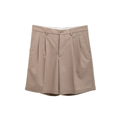 Norse projects Benn Relaxed Light Wool Pleated Short Light Khaki N35-06120920 Degli Uberti